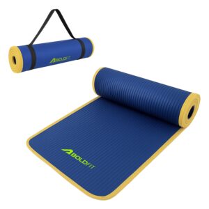 boldfit yogamatte für damen, herren und kinder, nbr mit tragegurt, 10 mm dicke yogamatte für herren, trainingsmatte für heimtraining und fitnessstudio, rutschfest, 10 mm extra dicke yogamatte